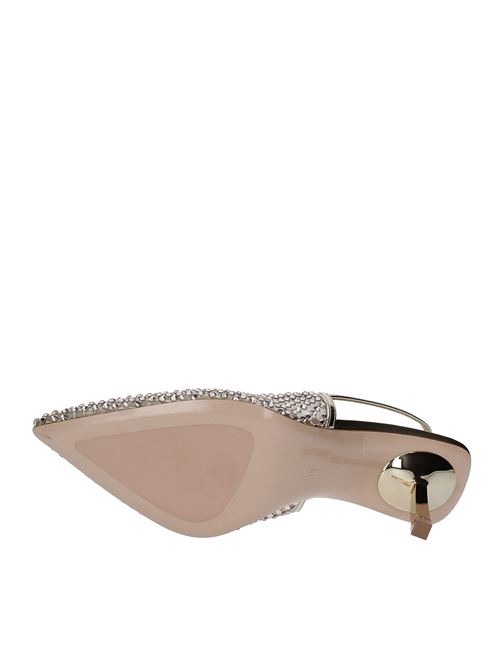 Décolleté Slingback modello GILDA in pelle e rete argentata, ulteriormente impreziosita da cristalli LE SILLA | 2299U080PLATINO